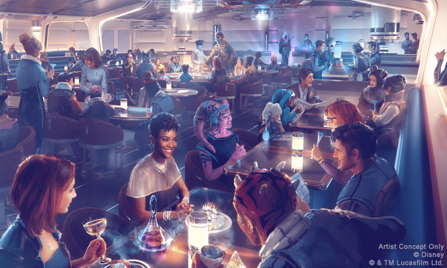 A rendering of Disney's Galactic Starcruiser hotel.