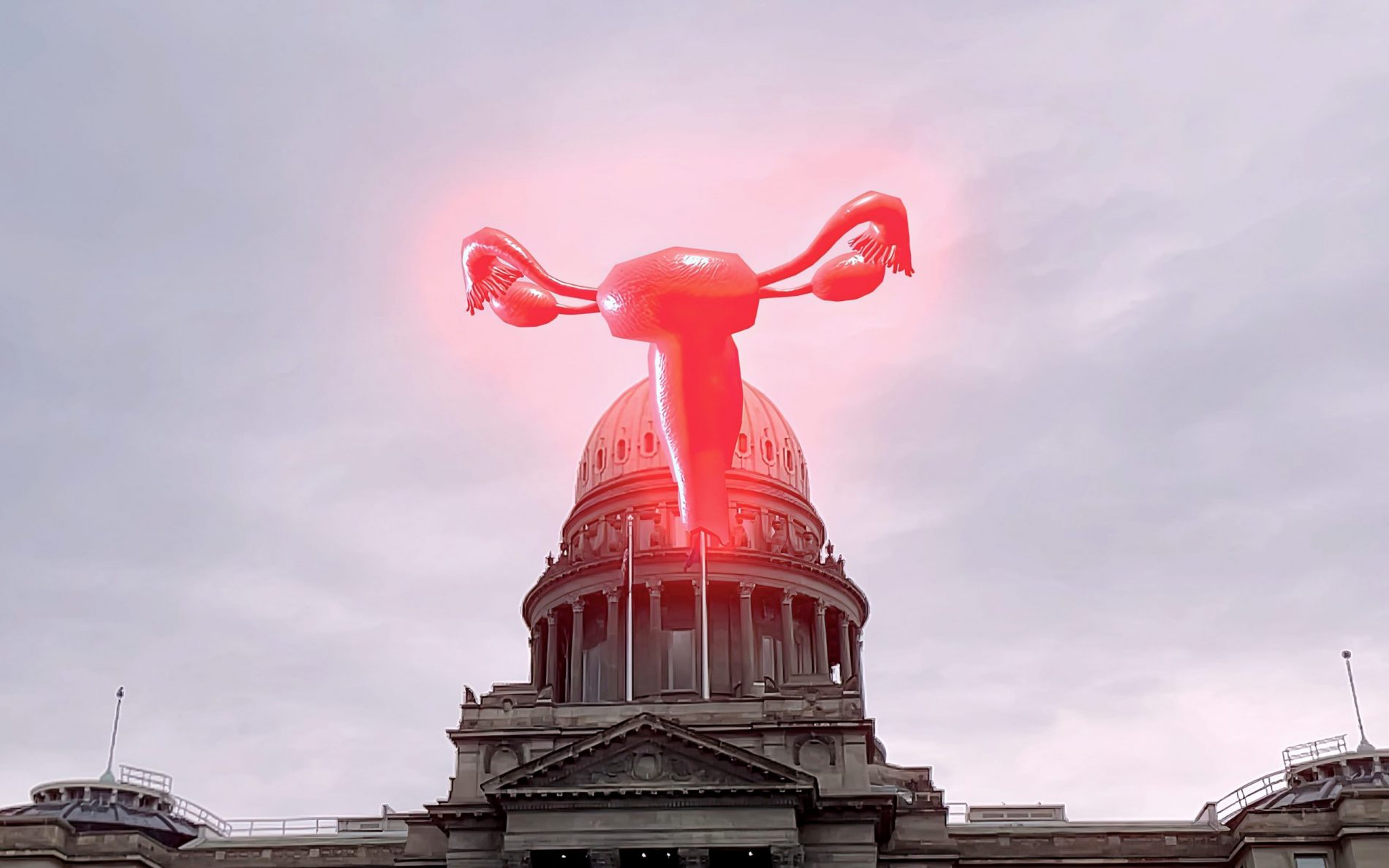 GLOWING RED UTERUS EXPLODING OVER THE UNITED STATES CAPITOL IN STATE PROPERTY